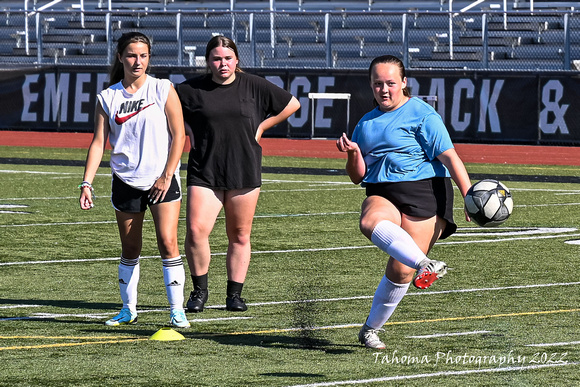 2022-08-25 Emerald Ridge Girls Soccer Practice  by Jim Wilkerson B&W-7924