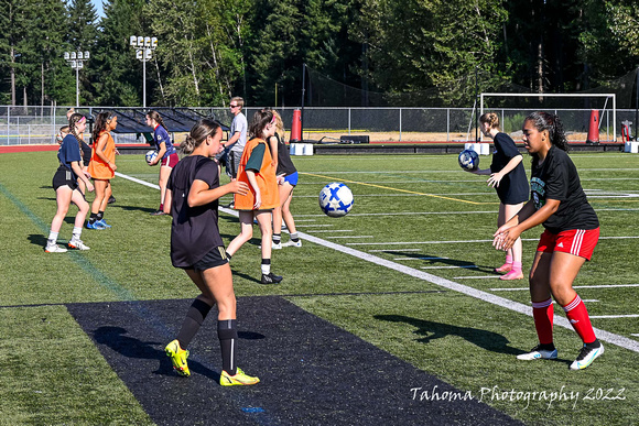 2022-08-25 Emerald Ridge Girls Soccer Practice  by Jim Wilkerson B&W-7894